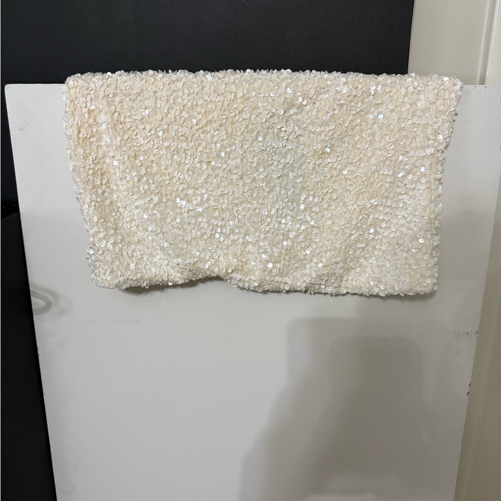 White sequin tube top NWT